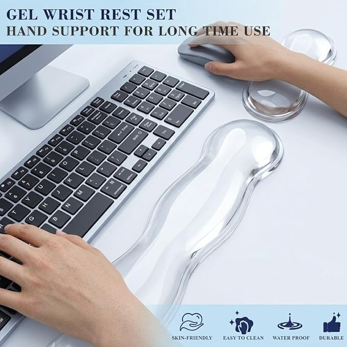 Gel Wrist Rest for Keyboard and Mouse, Wrist Rest for Keyboard, Mouse Wrist Support, Pain Relief, Cool Touch, Non-Skid, Keyboard and Mouse Wrist pad Set