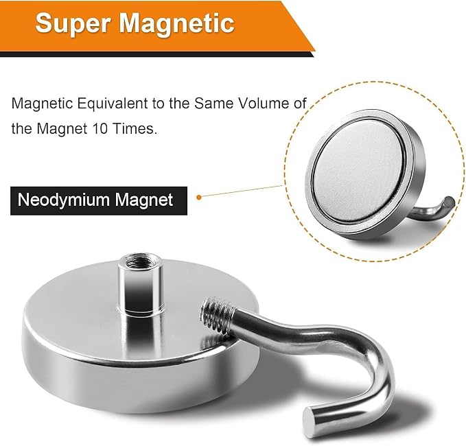 DIYMAG Magnetic Hooks, 120lbs 16pcs Cruise Cabin Essentials Heavy Duty N52 | Strong Neodymium Rare Earth Magnets, for Kitchen, Classroom, Beach, Cruise Cabins, Refrigerator, Hanging Key Clothes Wall Hat