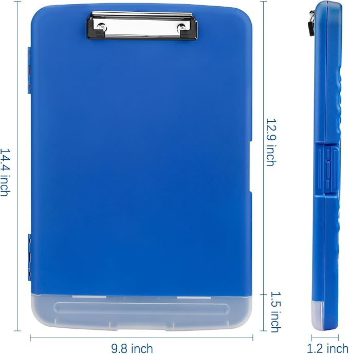 Meiikun Clipboard with Storage, Plastic Clipboards 8.5x11 with Pen Holder, High Capacity Nursing Clipboard Folder, Side Opening Storage Clip Board for Office Work Nurses Teachers (Blue)