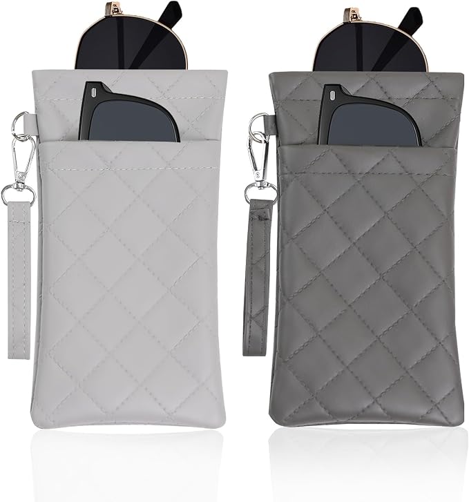 Double Eyeglass Case Soft Dual Glasses Case for Women Men Travel Squeeze Top Sunglasses Cases Eyeglasses Pouch