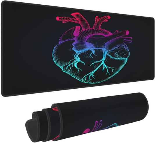 Anatomical Heart Mouse Pad, Medical Large Big Gaming Mouse Pad Desk Pad, Mousepad with Non-Slip Rubber Base, Extended XXL Mouse Mat for Computer Laptop Office Accessories