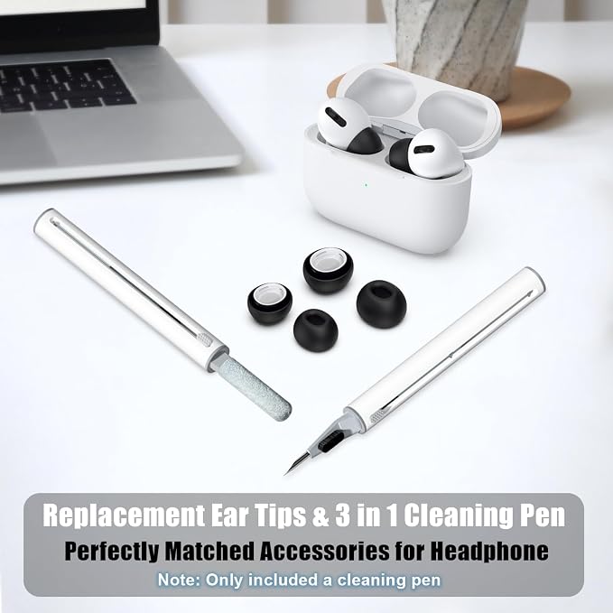 3 Pairs Replacement Ear Tips for AirPods Pro 2nd & 1st(S/M/L, Black) | with Noise Reduction Hole, Silicone Ear Tips with Cleaning Pen & Portable Storage Box, Fit in the Charging Case