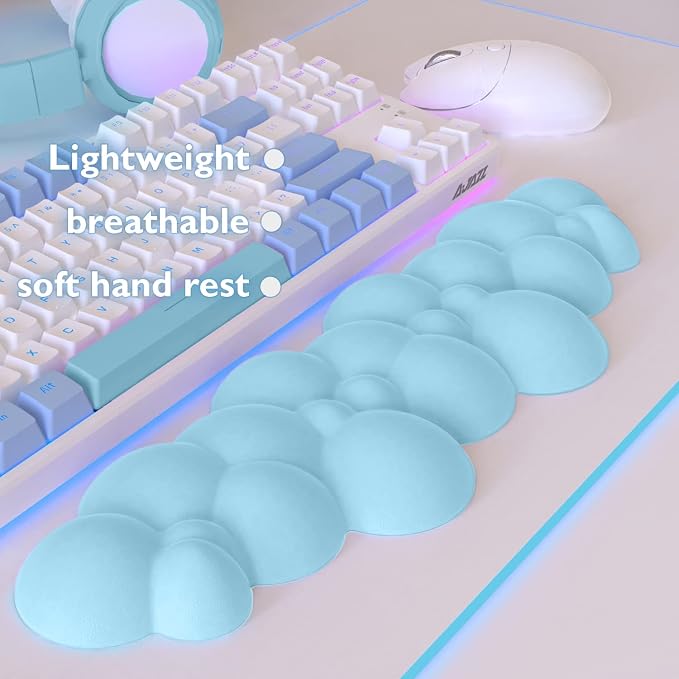 Gaming Keyboard Wrist Rest Pad,Memory Foam Keyboard Palm Rest, Ergonomic Hand Rest,Wrist Rest for Computer Keyboard,Laptop,Mac,Lightweight for Easy Typing Pain Relief (Blue)