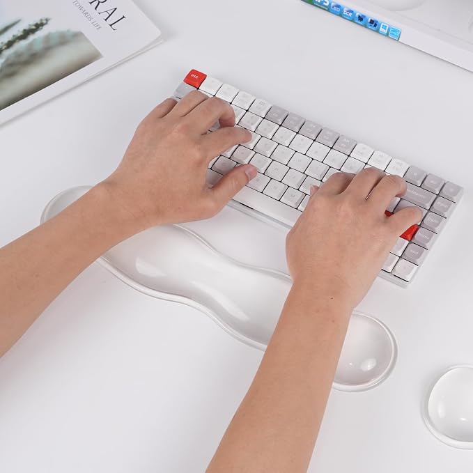 Ergonomic Clear Gel Wrist Rest for Computer Keyboard - Non-Slip Crystal Gel Pad, Soft Comfortable Support, Washable, Office Gaming Wrist Pain Relief
