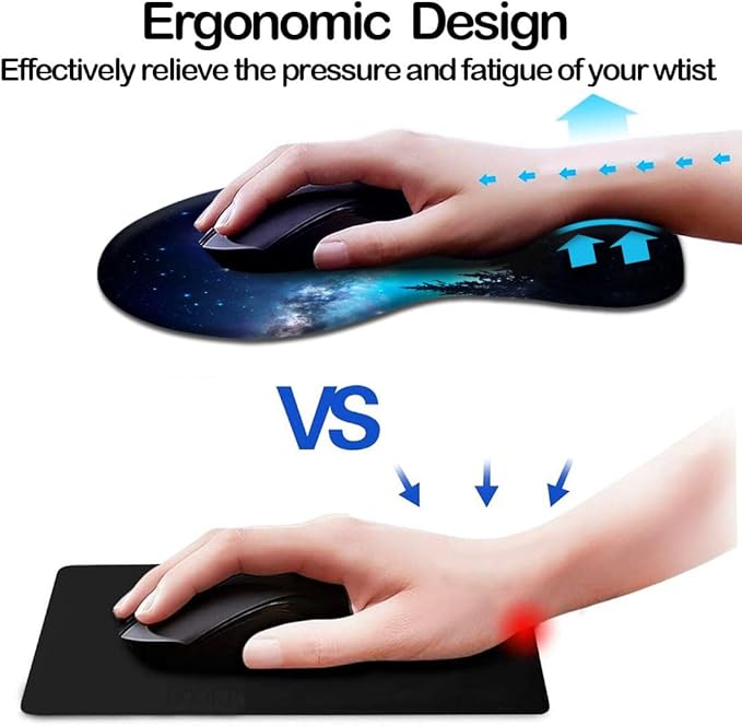DOOKE Ergonomic Mouse Pad with Wrist Support and Coaster,Mouse Pads with Non-Slip PU Base for Home Office Working Studying Easy Typing & Pain Relief Night Forest