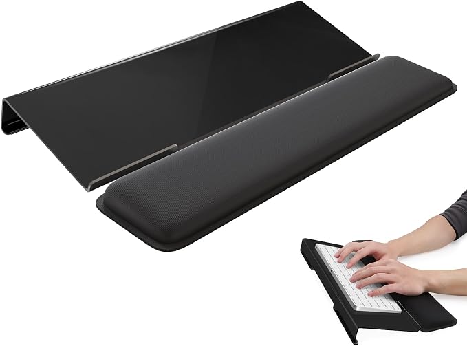 Laborio Computer Keyboard Wrist Rest, Keyboard Riser Stand for Desktop | Black, Ergonomic Acrylic Keyboard Holder, Non-slip Wrist Pad, Pain Relief for Typing, Multiple Colors