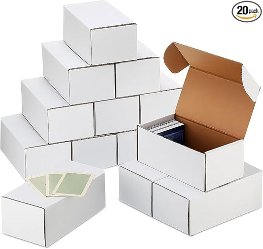 Yexiya 20 Pcs 400 Count Trading Card Storage Box Cardboard Baseball Card Storage Box Collectible Cases for Sports Gaming Cardboard Game Collecting Holder Supplies (White)