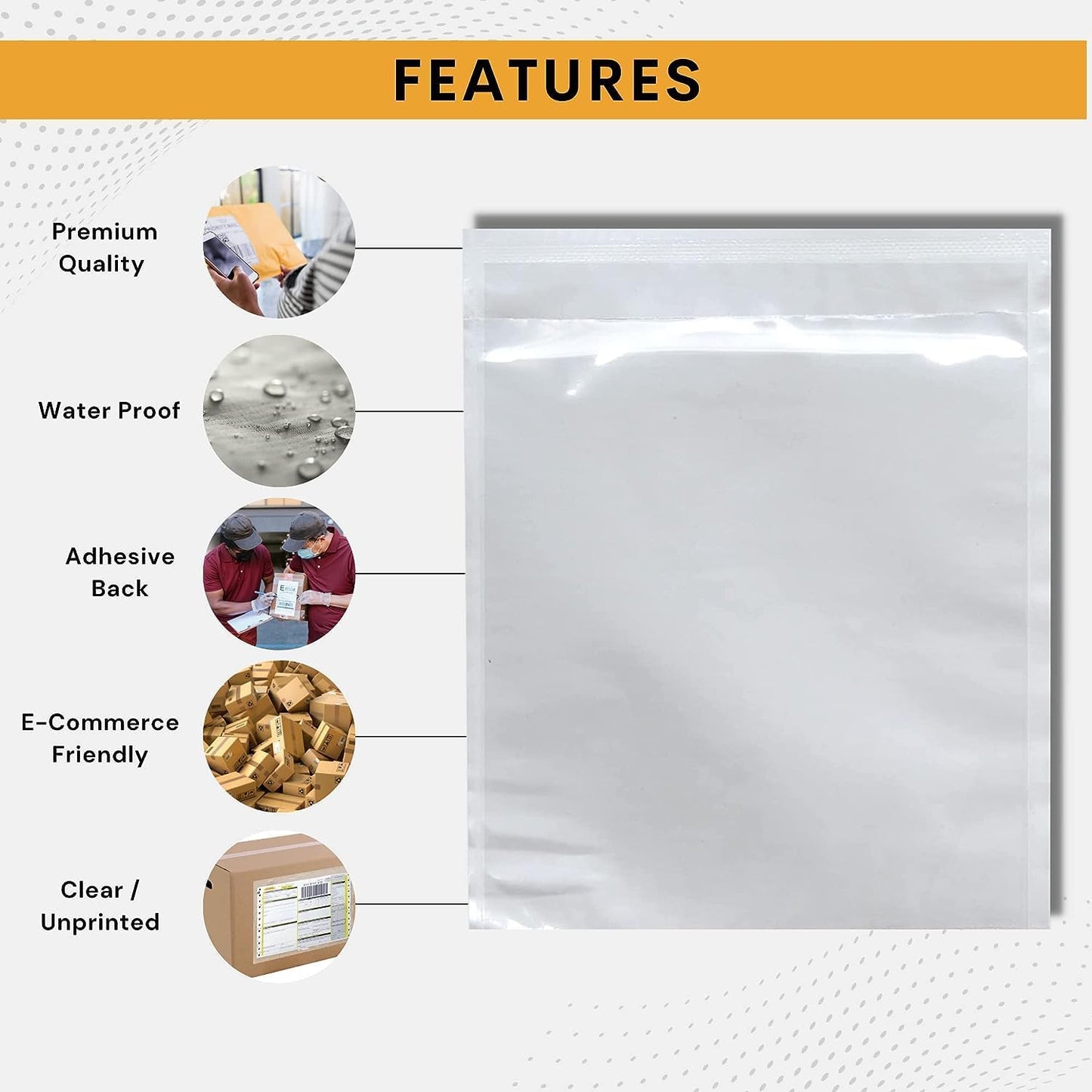 5000 Pack 6"x10" Shipping Label Sleeves – Clear Self-Adhesive Packing Slip Pouches, Waterproof Packing List Envelopes – Ideal for Shipping Documents, Mailing Labels, Invoices & Packing Slips