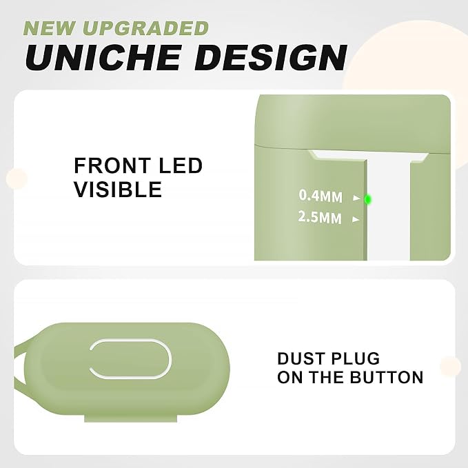 for AirPods Case Cover, Come with Cleaner Kit, Soft Silicone Protective Cover with Buckle, Compatible with Apple AirPods 2nd 1st Generation Charging Case, Front LED Visible, Matcha Green