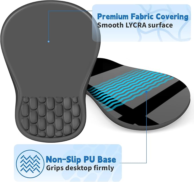 YIWEI Ergonomic Mouse Pad with Wrist Rest for Carpal Tunnel Pain Relief | Memory Foam Wrist Support,Non-Slip Rubber Base, Keyboard Computer Mousepad,Lycra Cloth Surface,Gaming Home Office