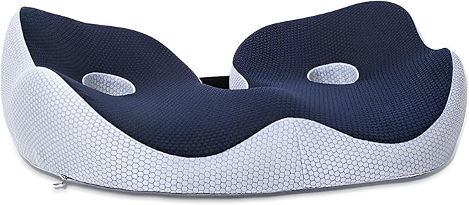 Seat Cushion, Seat Cushion for Sit Bone and Back Pain Relief, Butt, Tailbone, Hip, Hamstring, Posture Support - Memory Foam Comfort Ischial Tuberosity Pillow (Blue)