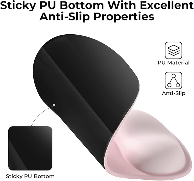EooCoo Mouse Pad with Gel Wrist Rest, Ergonomic Mousepad Wrist Alignment | Middle Concave Design for Natural Wrist Alignment, Non-Slip Base Mousepad, Carpal Tunnel Relief, Office Desk Accessories