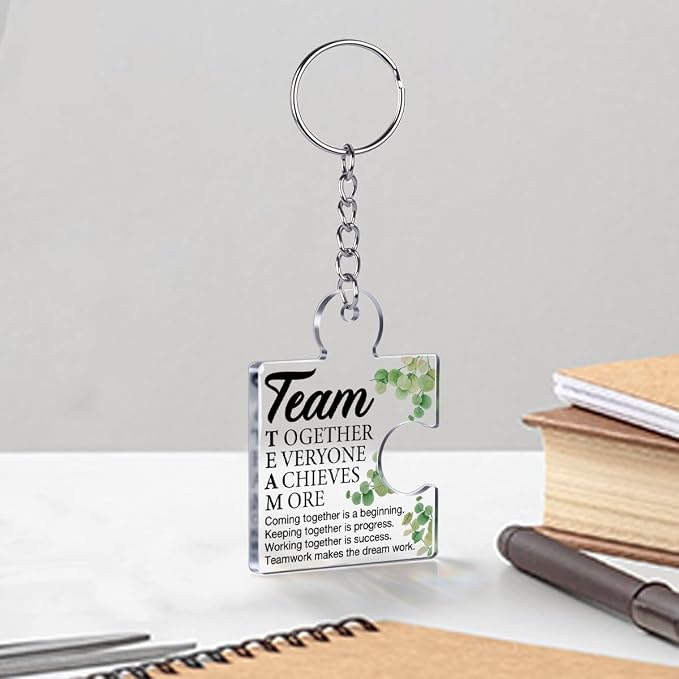 Team Appreciation Gifts Bulk Thank You Keychains for Coworkers | Gift Set for Employee, Staff, Teachers, Teamwork Puzzle Piece Keyring, Acrylic
