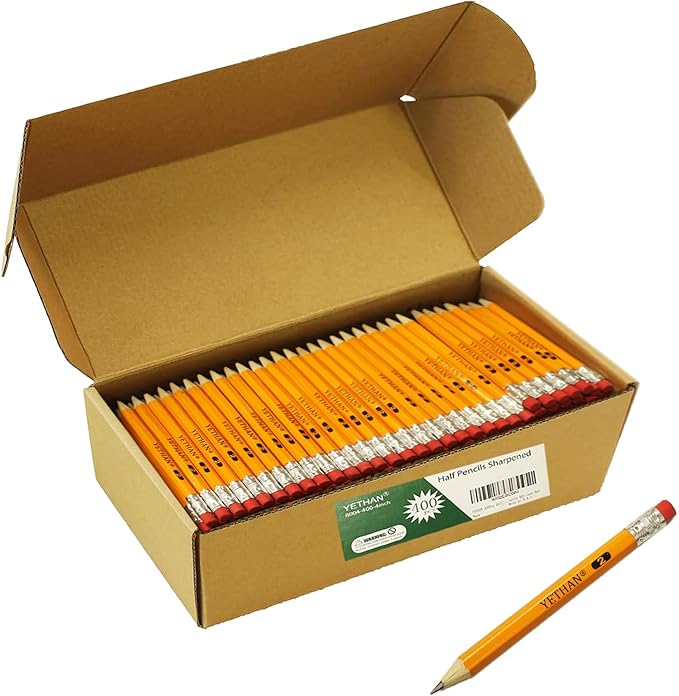 Golf Pencils with Eraser Tops, 400 Count, 4" | Pre-Sharpened, #2 HB Half Pencils, Hexagon Mini Pencil Bulk, For Classroom, Office, Home, Casino