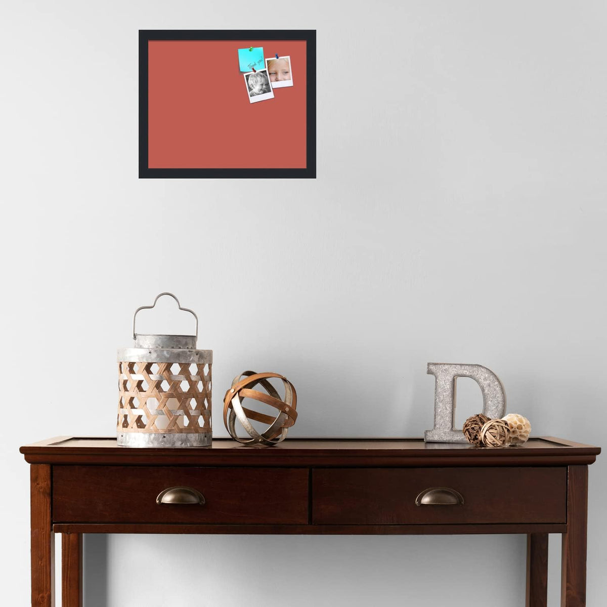 PinPix 16x13 Inch Cork Bulletin Board. This Decorative Framed Pin Board Comes with Crimson Pastel Design and a Satin Black Frame. Ideal for Home Office Decor or Message Board (PinPix-1807)