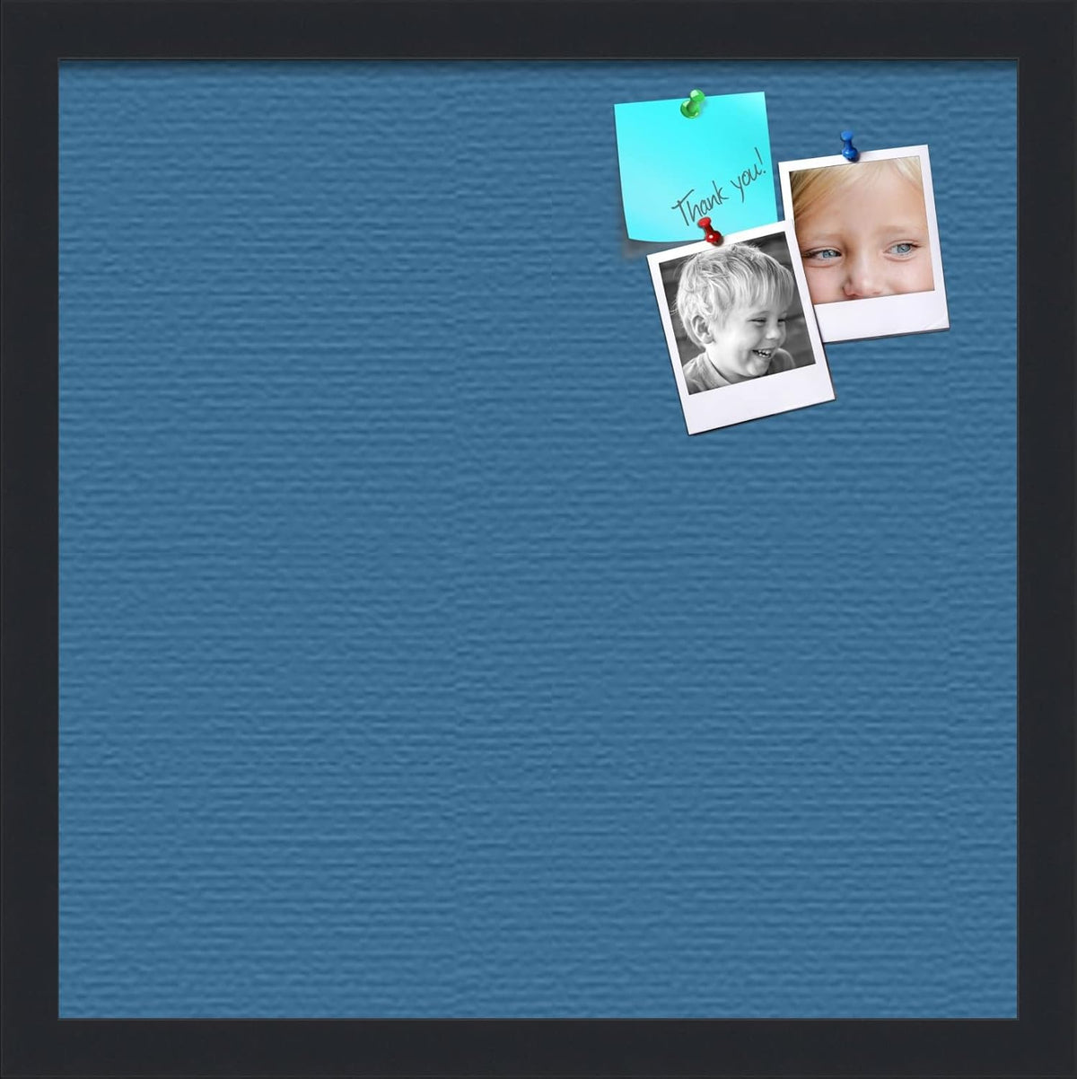 PinPix 16x16 Inch Cork Bulletin Board. This Decorative Framed Pin Board Comes with Navy Pastel Design and a Satin Black Frame. Ideal for Home Office Decor or Message Board (PinPix-1811)
