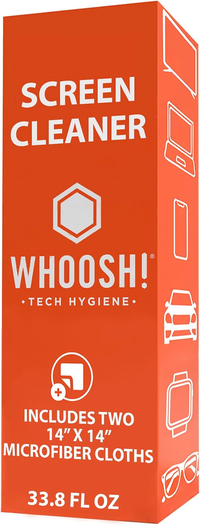 WHOOSH Screen Shine Pro Refillable Cleaning Kit, Set of 2, 16.9 fl oz | Streak Free Finish, Non Toxic and Odorless, For Flat Screens, OLED, LCD and Monitors, Microfiber Cloth Included