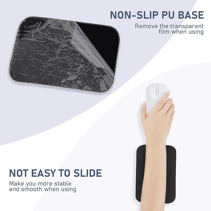 Leolee Elbow Rest Pads for Desk, Black Ergonomic Arm Rest Pads | Memory Foam & Non-Slip Base, Armrest Cushion Support Pad Relieve Elbow and Wrist Pain for Computer, Office, 1 Pack