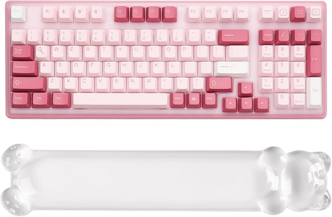 Ergonomic Silicone Gel Keyboard Wrist Rest – Clear Wrist Rest for Computer Keyboard 60%/68%/75%, Comfort & Support for Typing and Gaming(Cute White Bear)