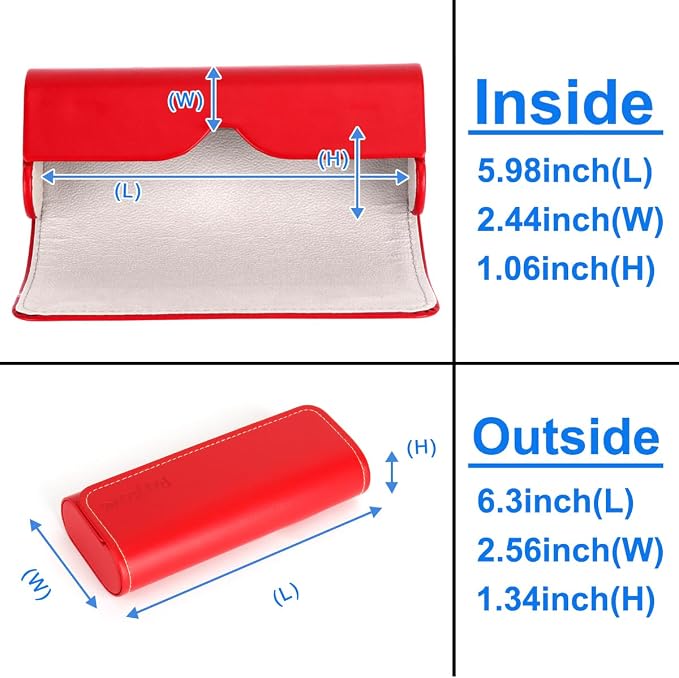 RayLove Hard Shell Glasses Case, Lightweight Leather Eyeglass Case, Travel-Friendly Sunglasses Protector for Men & Women