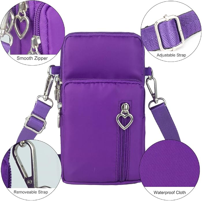 Small Crossbody Bag for Women - Mini Phone Purses with Crossbody Strap and Wallet - Nylon Arm Bag
