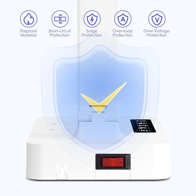 Infiway LED Desk Lamps for Home Office: Desk Lamp with USB Charging Port - 1 USB-A, 1 Type-C Ports, 2 AC Power Outlets, Touch Control Dimmable 5 Color 5 Brightness, Night Light(White)