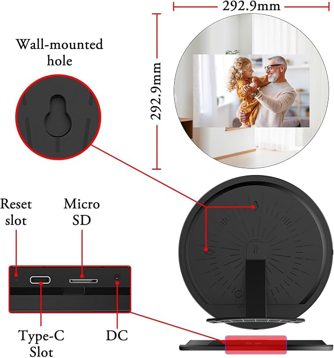 Frameo Digital Picture Frame,2K HD IPS Touch Screen 32GB Storage | Auto-Rotate Wall Mount,Up-Market Gifts for Mom Father,Share Photos/Videos from Phone