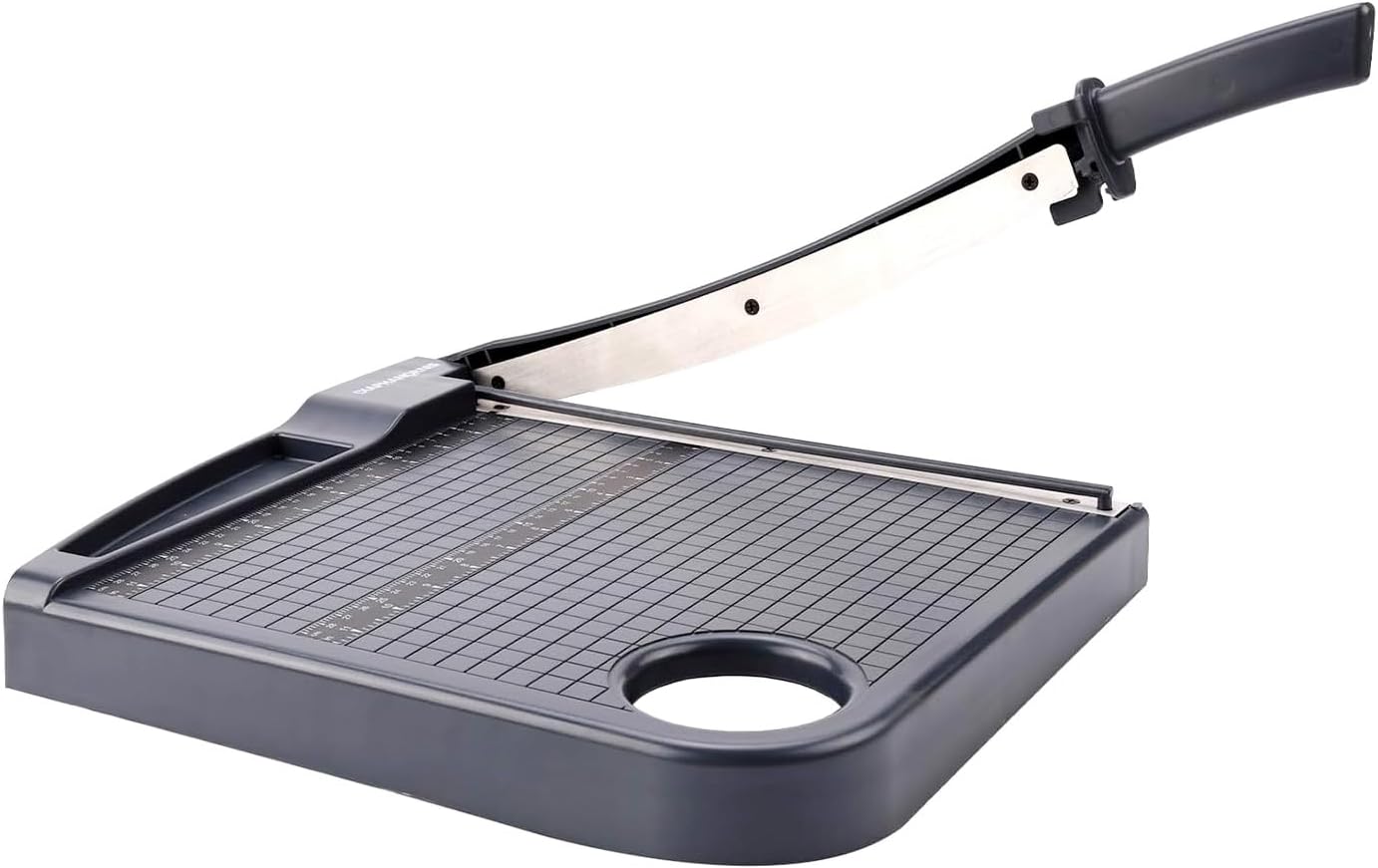 Paper Cutter,Heavy Duty Guillotine Paper Trimmer with Portable Base DesignandSafety Guard/Blade Lock,12" Cut Length Paper Slicer with17PCS Capacity,Cardstock/Laminating/Cardboard/Photos/Vinyl,(Grey)