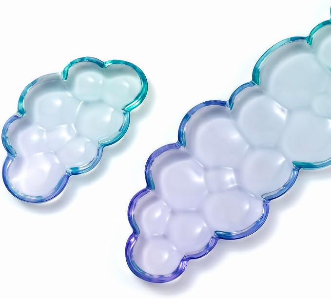 Gel Keyboard and Mouse Wrist Rest Set – Clear Cloud Wrist Rest for Computer Keyboard 60%/68%/75%, Comfort & Support for Typing and Gaming(Purple Green)