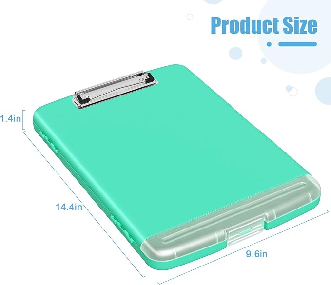 Hongri Clipboard with Storage with Pencil Case, 8.5 x 11 Storage Clip Board | High Capacity Organization Box for A4 Letter Legal Paper, Heavy Duty Folio & Side-Opening for Nurses, Teachers, Green