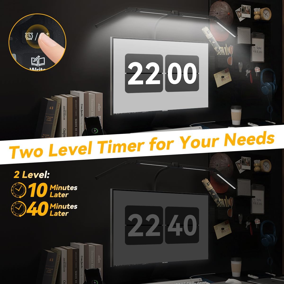 Adjustable LED Desk Lamp – Stepless Dimming & Color Temp Remote Control, Eye-Caring 4 Large Bright Light Souce for Home Office, Gooseneck, Clamp Base, 5 Lighting Modes for Reading, Computer, DIY