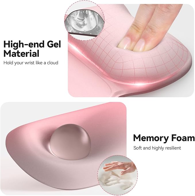 TECKNET Gel Ergonomic Mouse Pad & Keyboard Wrist Rest & Coaster | 3 in 1 Set, Pain Relief, Milk Silk Cloth, Non-Slip PU Base, Easy Typing, Memory Foam Wrist Support for Office & Home