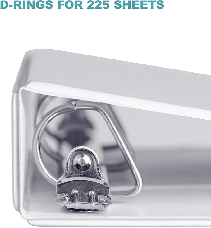 3 Ring Binder 1 Inch, ViVin Sturdy 1"-Slant D Ring Binder with 2 Interior Pockets, Clear View Cover, PVC-Free, Fits 225 Sheets of US Letter Size Paper (8 Pack, White)