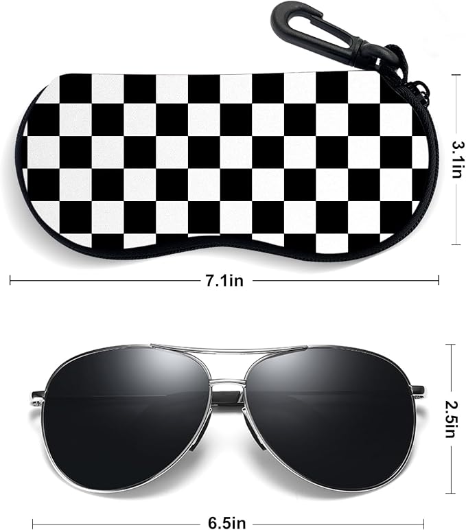 Sunglasses Soft Case, Ultra Light Portable Neoprene Zipper Glasses Case for Men Women