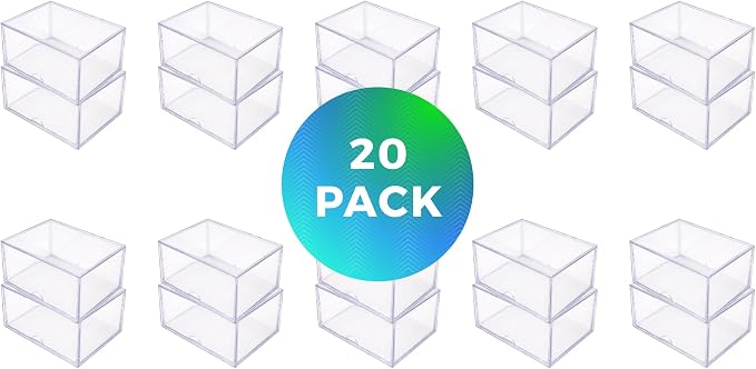 Gary Plastic Packaging 20-Pack Clear Acrylic Card Storage Boxes with Lids – Holds up to 100 Standard Trading Cards Each, Stackable Organizer for Sports & TCG Cards (Unsleeved)