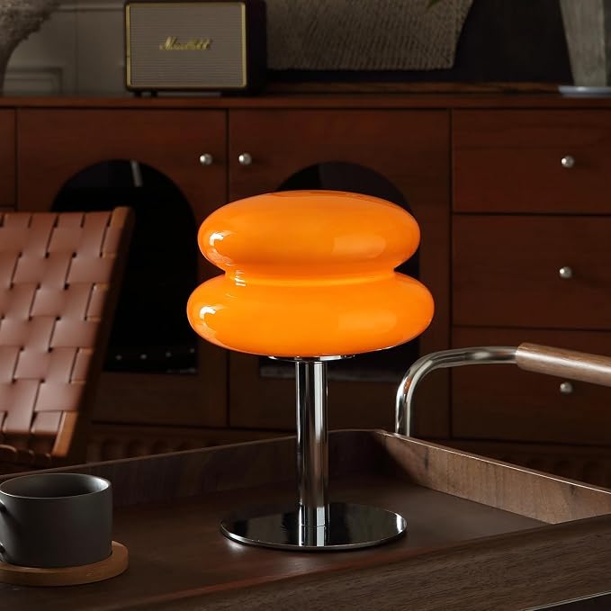 Glivpny Mushroom Table Lamp, Mid Century Modern Decor Lamp(Orange) | Cool Desk Lamps for Bedroom,Vintage Dimmable Bedside Small Cute Lamps, House Warming Gifts New Home Decor