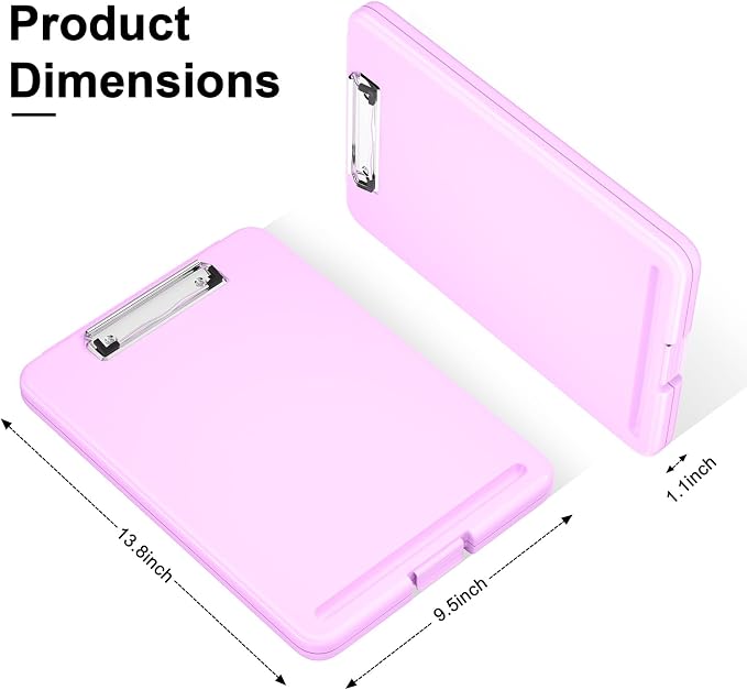 Hongri Clipboard with Storage, 8.5 x 11 Clip Board Foldable, Pale Pink | Bottom Opening, Size 13.4 x 9.4 X 0.9 in for Nurses, Teacher, Students, Classroom, School & Office Supplies