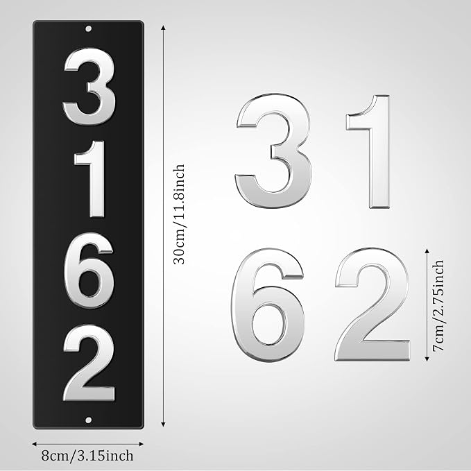 House Address Plaques Metal Address Sign Outside House Number Mailbox Number Sign for House Home Hotel Office Garden Decorative Wall Plaque(11.8 inch,Simple Style)