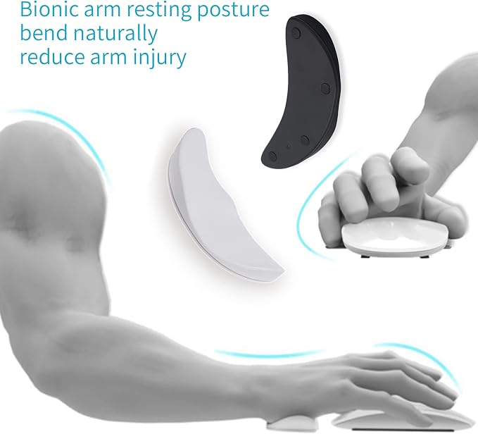 2PCS Ergonomic Mouse Wrist Rest Support, Palm Rest Pad Gliding Wrist Pad that Moves with Mouse, Wrist Pain Relief & Release Pressure on Hands for Office Work, Gaming, Coding (Black, Gray)