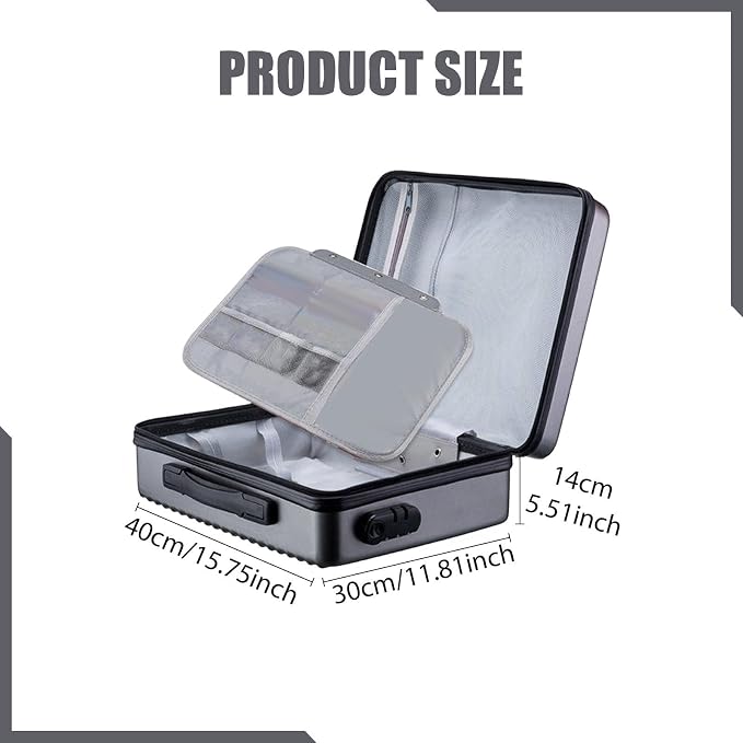 Fireproof Document Box, Secure Storage, Waterproof Briefcase, Sturdy Storage Bag for Contracts, Outdoor, Gray