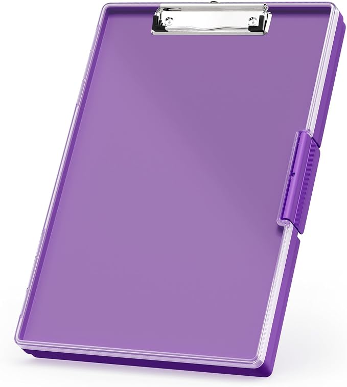Rimilak Clipboard with Storage,8.5x11 2 Compartment Clip Board, Dark Purple | Smooth Writing, Side-Opening Plastic Folder with Pen Holder, Size 13.3 x 9.4 x 1.5″,for Classroom, Teacher, Student