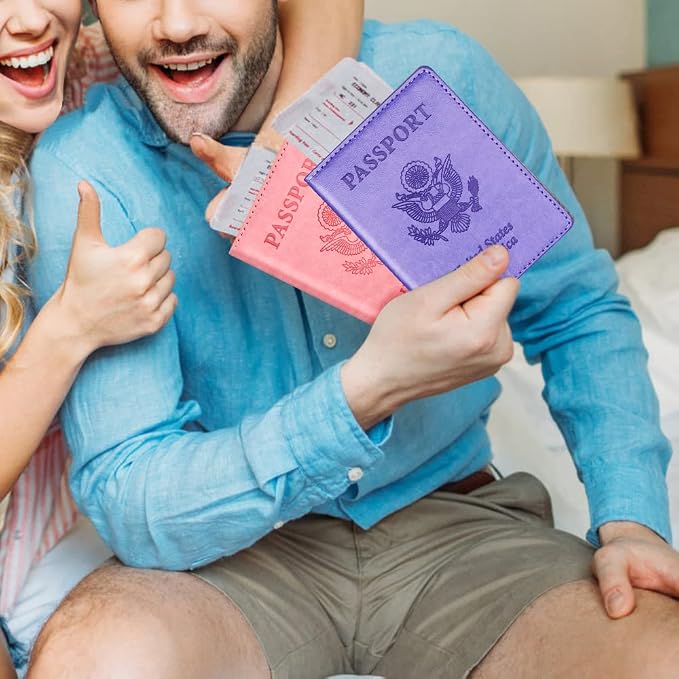 Eoehro Passport Holder for Travel Essentials-2Pack, Passport Wallet Cover Case for Travel Must Haves Accessories,Passport Book Holders for Women and Men