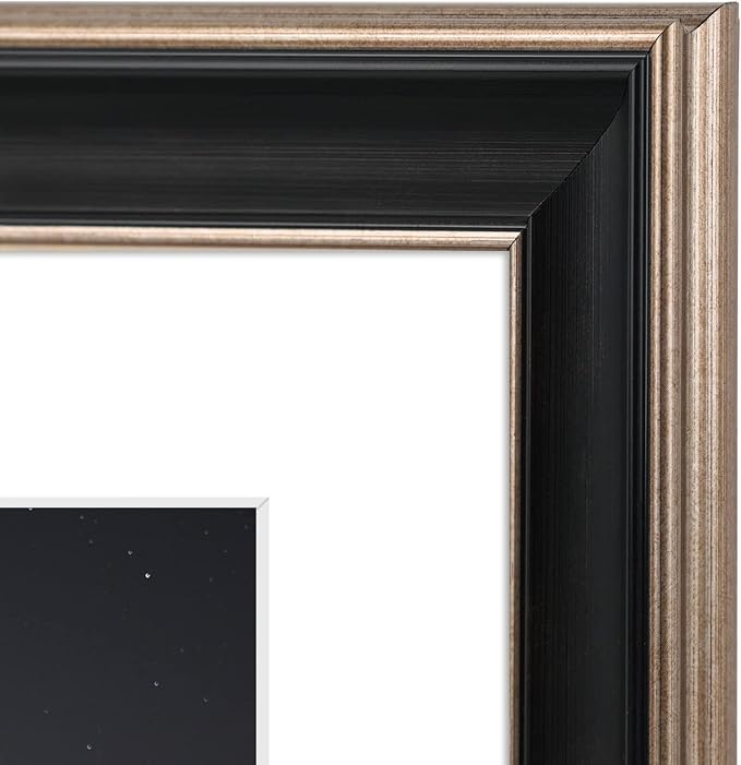 Golden State Art, 9X12 Photo Frame with White Mat for 6X8 Pictures & Real Glass, 1.25-Inch Wide, Antique Black