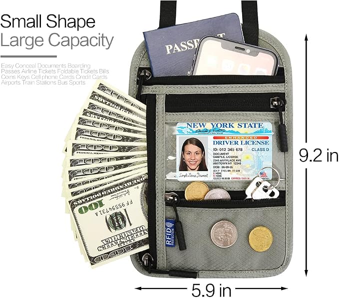Neck Wallet Lightweight RFID Blocking Waterproof Travel Pouch Passport Wallets for Women Men