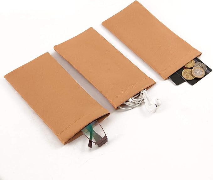 TRIUMPH VISION Eyeglass Case Glasses Case Soft Sunglass Pouch Sleeve 3 Pack | Slim Lightweight Alternative to Bulky Case, Leather Lined Protect Lens, Squeeze Easy to Use, Stylish Portable for Daily Use