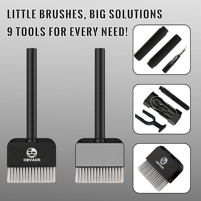 Keyboard Cleaner & Laptop Cleaning Kit - 9-in-1 Electronics Cleaning Brush Set with Keycap Puller, Screen Cleaner, Earbud Cleaner Pen for Computer, PC Monitor, MacBook, Phone, Airpods (White)