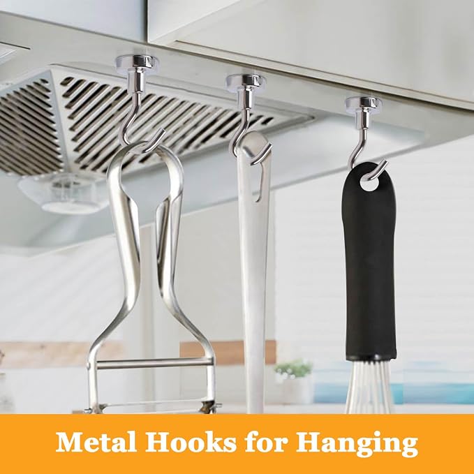 20Pack Magnetic Hooks, 35lb+ Strong Magnetic Hooks Heavy Duty Rare Earth Neodymium Magnets with Hooks for Hanging, Heavy Duty Hooks Magnetic for Cruise Cabins Camping Kitchen Fridge Classroom Office