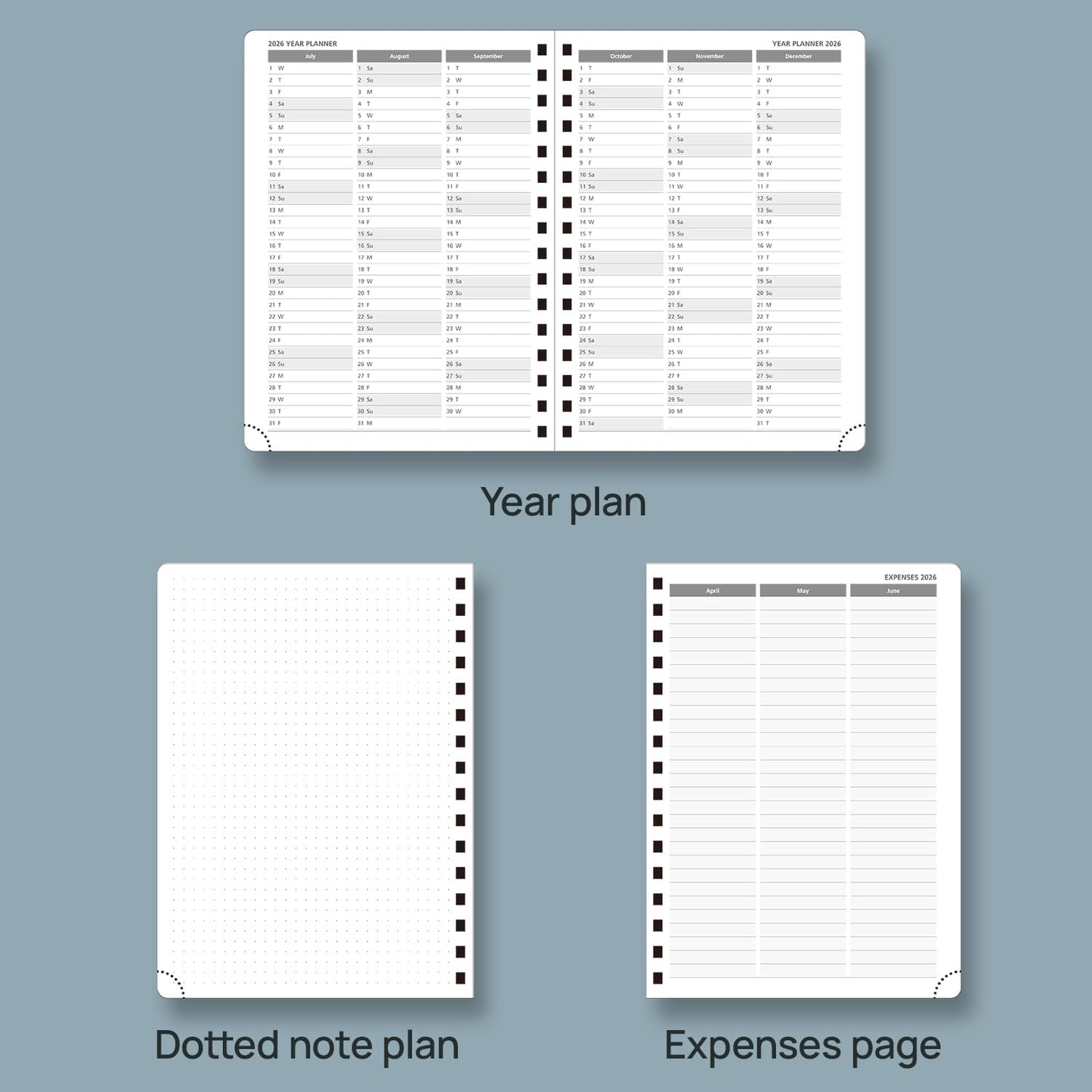 POPRUN 2026 Planner (Medium Size 8.5'' x 6.25'' Wire-Bound Hard Cover) Daily Weekly and Monthly Calendar - Agenda 2026 (Jan.2026-Dec.2026) with Hourly Schedule, Monthly Tabs - Burgundy