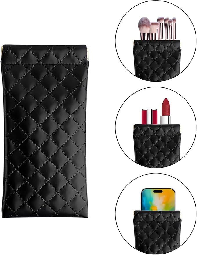 ZACI Leather Eyeglass Cases Portable Sunglasses Cases Squeeze Top PU Glasses Pouch Travel Soft Trinket Organizer Bags