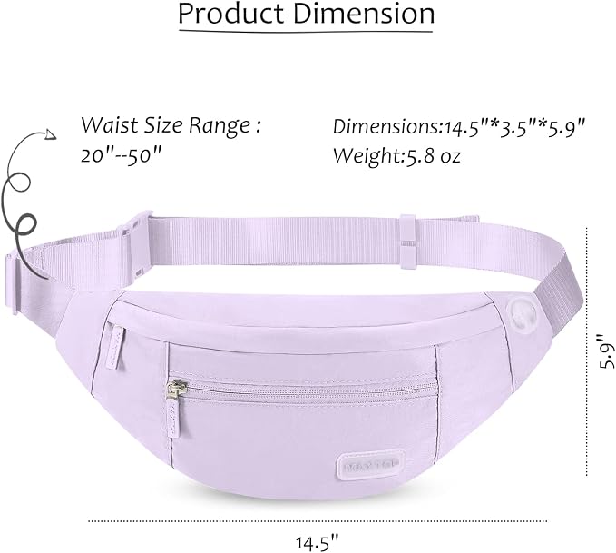 MAXTOP Purple Crossbody Fanny Pack for Women Trendy Belt Bag for Theme Park | Nylon,Ajustable Strap, 4-Zipper Pockets,Key Chain,Hands-Free,Fit All Phones